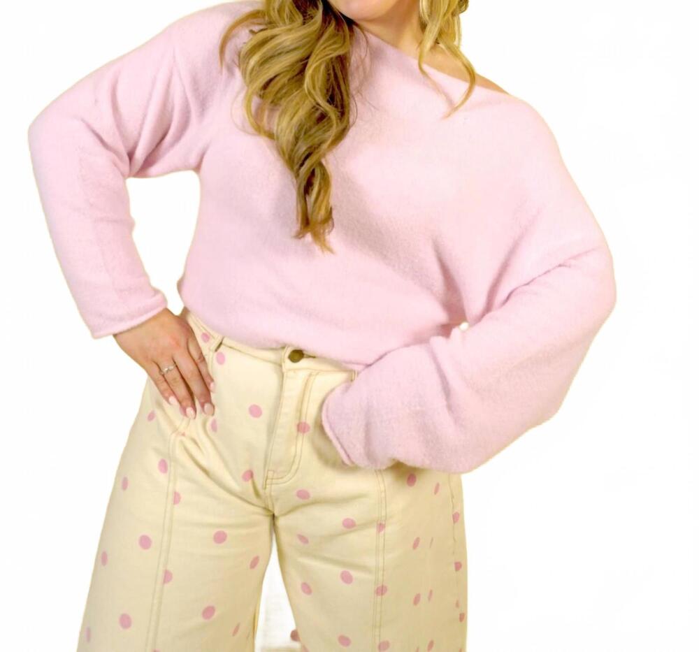 NEW WISHLIST lightweight boatneck sweater in ballet pink